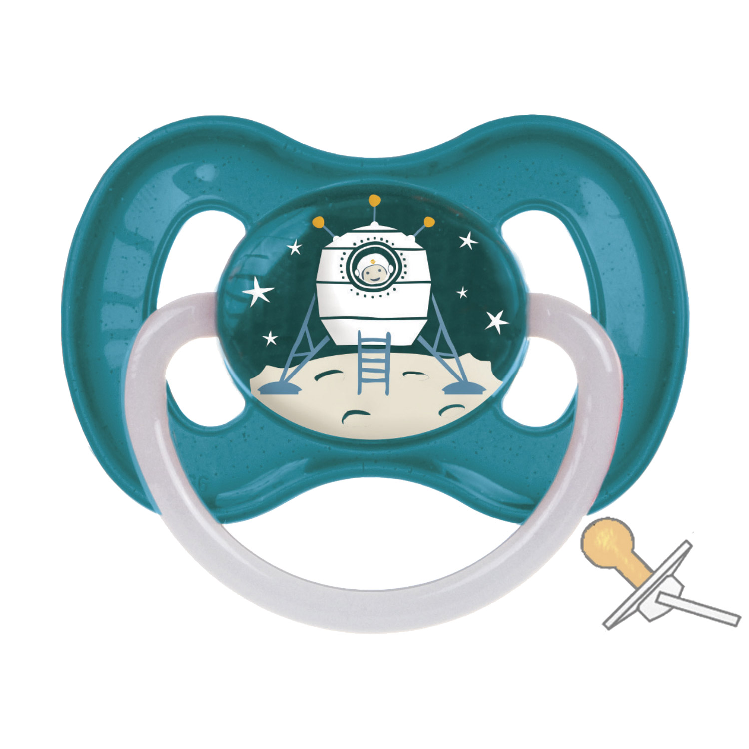 Пустушка Canpol Babies Space латексна кругла, синя, від 0 до 6 місяців, 1 шт (23/221_blu)